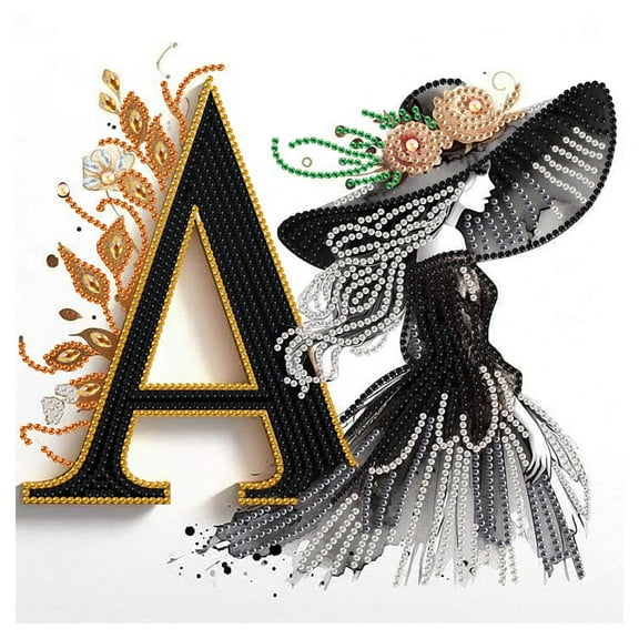 5D DIY Diamond Painting Kit Elegant Lady Letter A Special Shape Creative Diamond Craft Suitable for Home and Office Decor, Festive Gifts