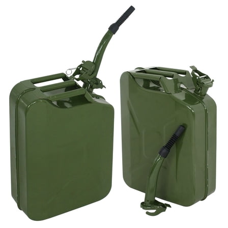 WSSYzyzf 2-Pack 5 Gallon Jerry Cans, Army Green Steel Oil & Gas Tank for Military Backup