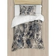 thumbnail image 3 of Marble Duvet Cover Set Queen Size, Ceramic Style Grunge Scratches with Formless Lines and Cracks Artwork, Decorative 3 Piece Bedding Set with 2 Pillow Shams, Tan Beige Dark Taupe, by Ambesonne, 3 of 3