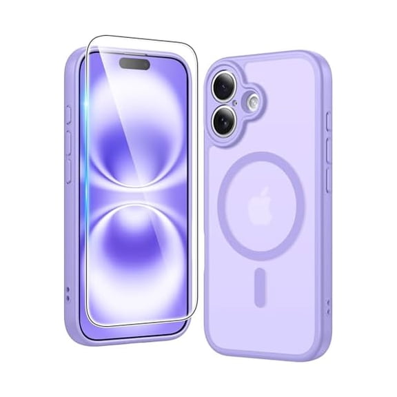Eryueer for iPhone 16 Plus Case: Matte Magnetic Phone Cases with Screen Protector Compatible with Magsafe Slim Anti Yellowing Rugged Shockproof Protective Translucent Cell Phone Cover