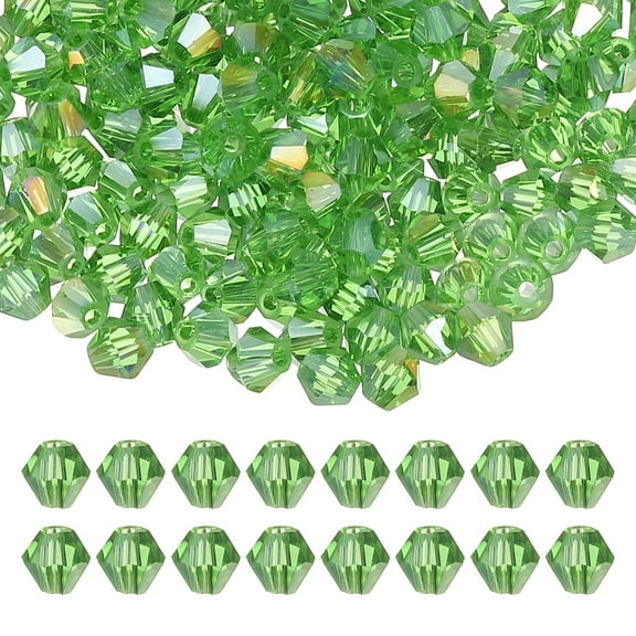 Uxcell 6mm Bicone Crystal Beads, 200 Pcs Glass Faceted Bicone Beads for Jewelry Making, Green