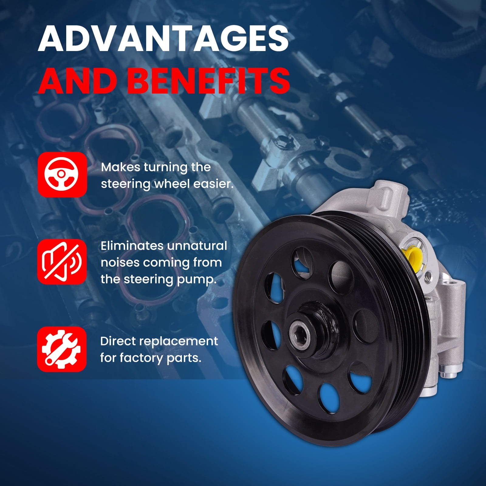 MOCA AUTOPARTS Power Steering Pump Fit for 2011-2014 Ford Expedition 5.4L & Lincoln Navigator 5.4L
