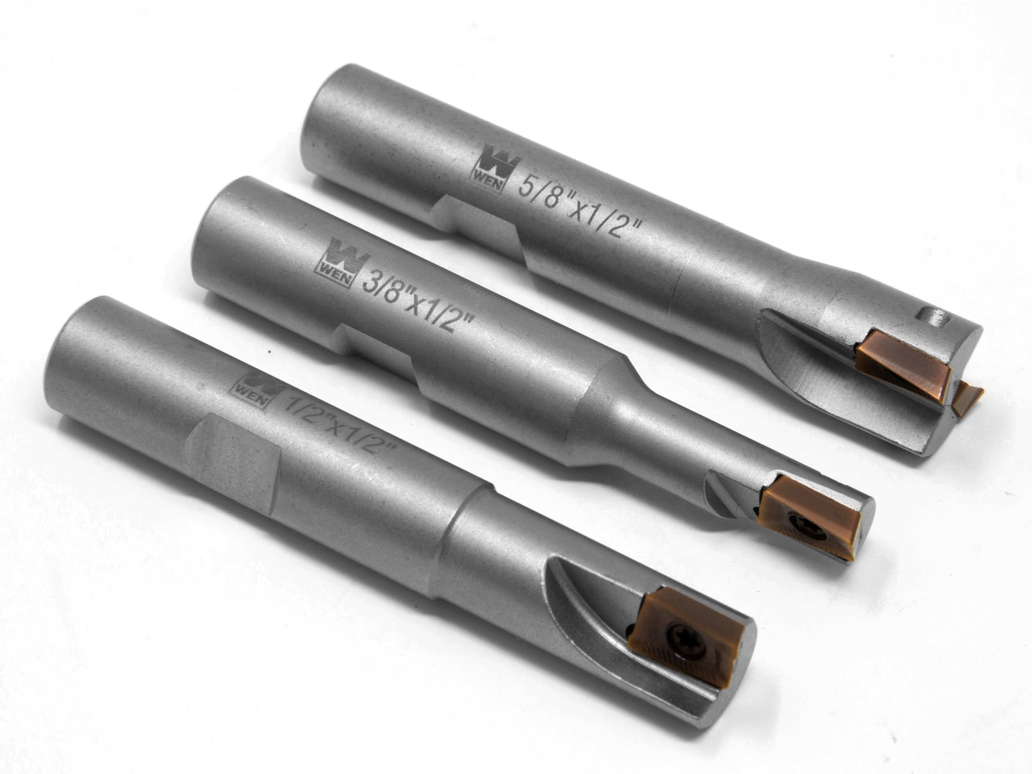 WEN 3-Piece 90-Degree Square Shoulder Indexable Carbide End Mill Set with Aluminum Storage Case
