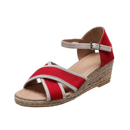 

Aueoeo Summer Ladies Shoes Casual Women s Sandals Roman Beach Sandals Clearance