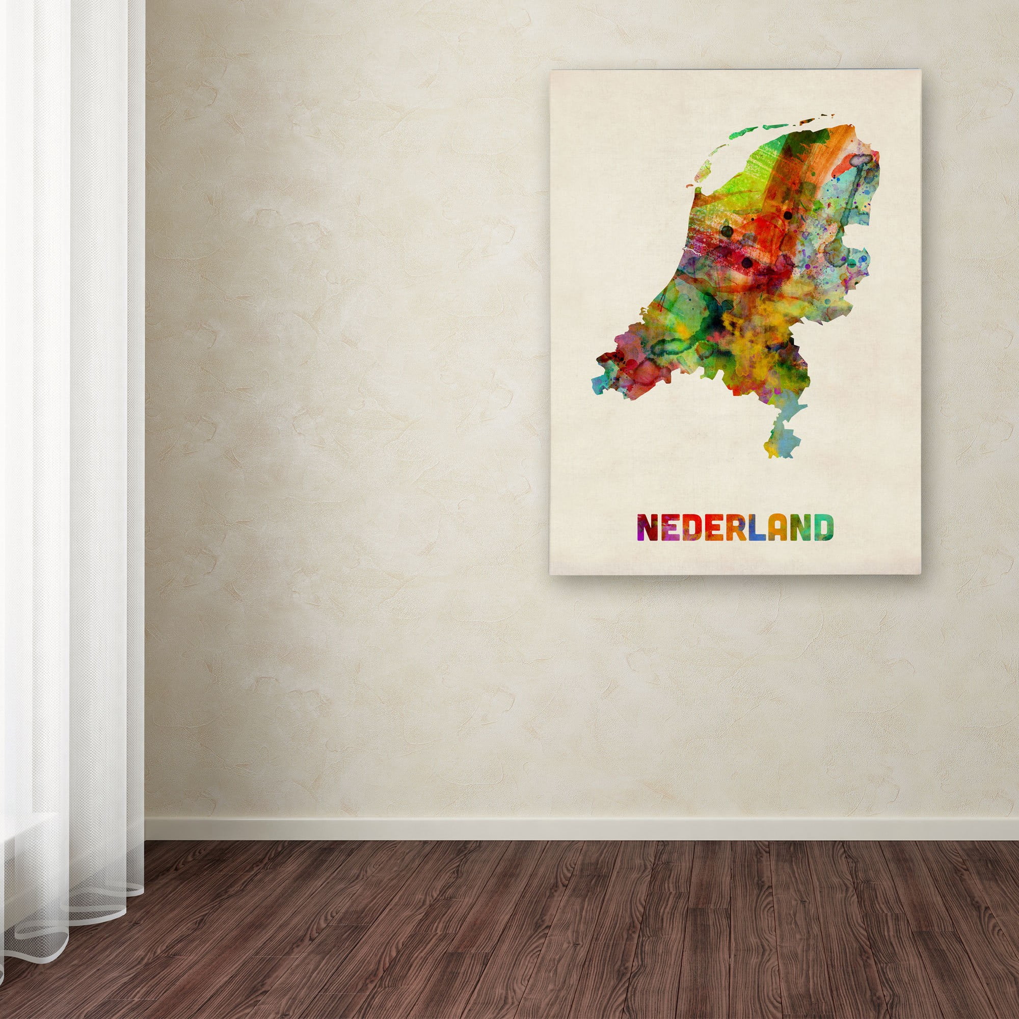 Trademark Fine Art "Netherlands Watercolor Map" Canvas Art by Michael Tompsett