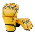 thumbnail image 1 of Guantes de boxeo de medio dedo, guantes de kickboxing de medio dedo con muñequera ajustable para hombres y mujeres, estilo garra de tigre, amarillos., 1 of 12