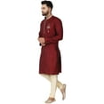 thumbnail image 6 of SKAVIJ Kurta Pajama Set for Men Jacquard Silk Wedding Dress Red L, 6 of 6