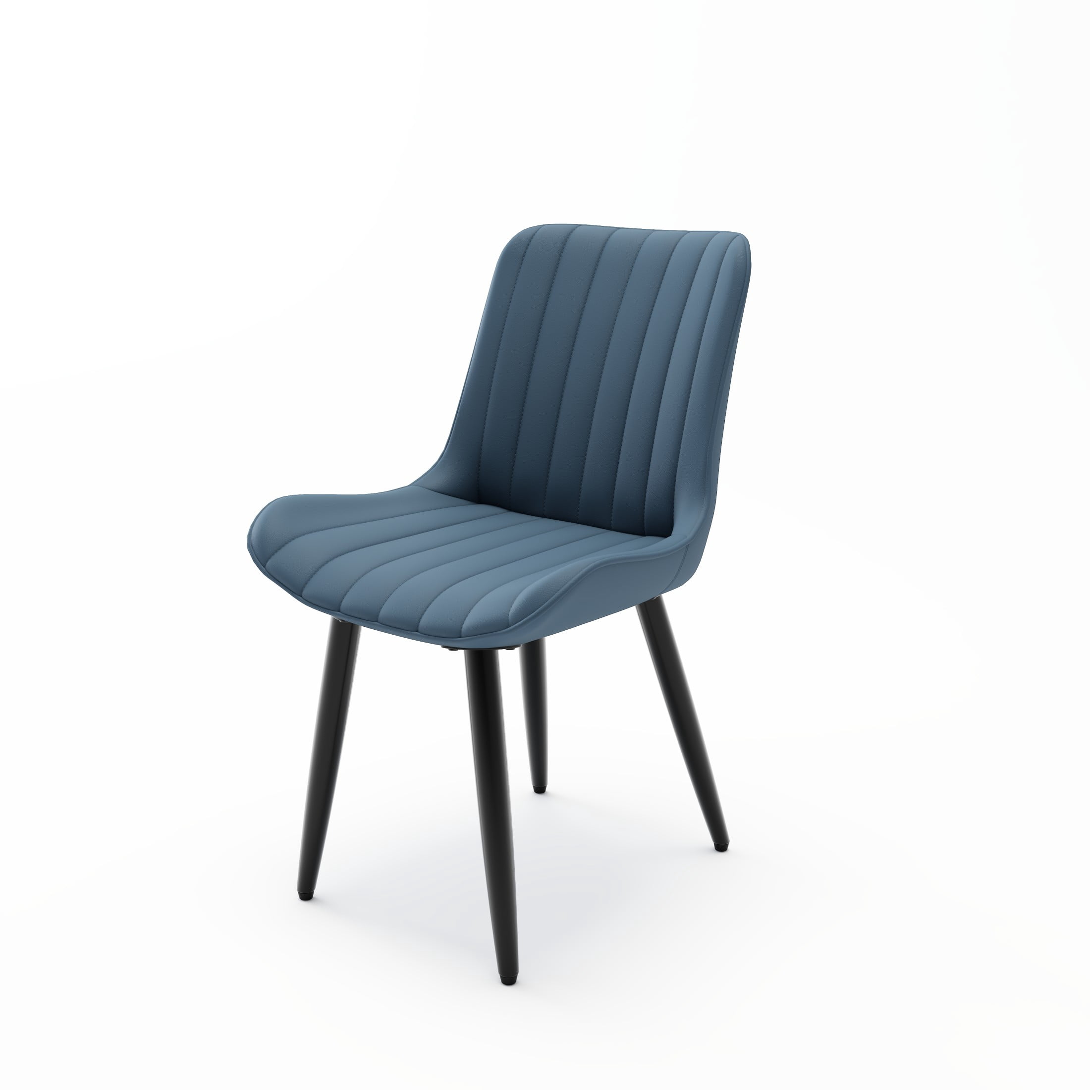 Noble House Modern PU Leather Dining Chairs with Metal Legs, Armless Side Chairs for Kitchen, Blue, Set of 4