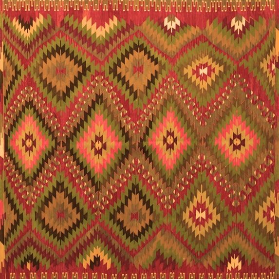 Ahgly Company Indoor Square Southwestern Orange Country Area Rugs, 5' Square