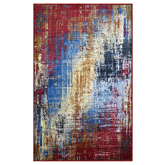 Superior Arona Modern Non-Slip Indoor Area Rug, 4' x 6', Red
