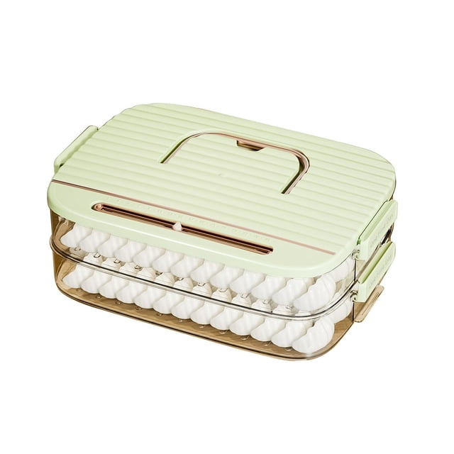 Dumpling Storage Box Portable Handle Sealed Lid Non-sticky Dual-layers Refrigerator Food Wonton Holder Organizer Kitchen Accessories