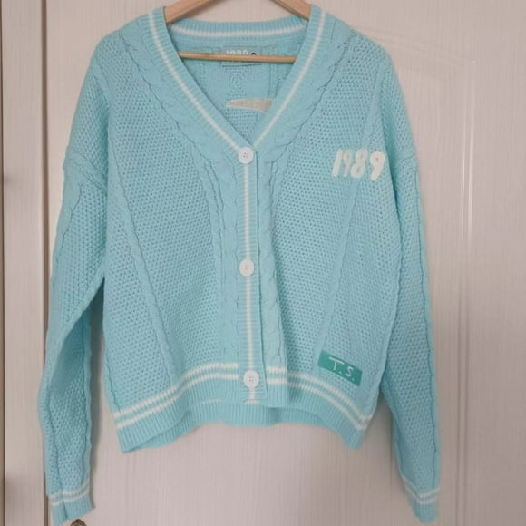 Taylor New Blue Cardigan For Women‘s Autumn And Winter Bird Embroidery Special Knit Cardigan Slouchy Style Vintage Swift Sweater DMH