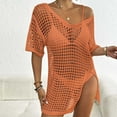 thumbnail image 2 of ShomPort Womens Swim Coverups Mini Dress See Through V Neck Short Sleeve Swimwear Bikini Vacation Beach Dress, 2 of 4