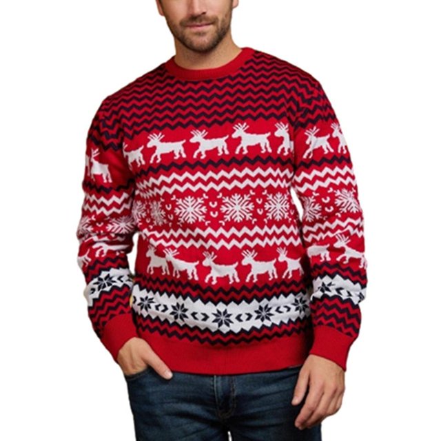 Familia Pareja Navidad Año Nuevo Suéter Alce Rayas Punto Holiday Jumpers Top