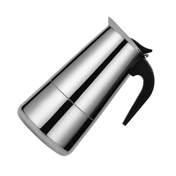 Masteelf Mocha Coffee Maker with Safety Valve and Stylish Design for Home Use Silver Stainless Steel 10 oz