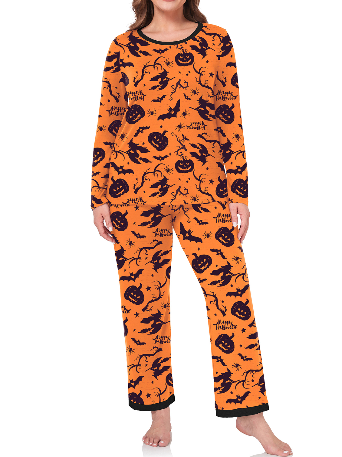 Cueply Women's Plus Size Halloween Pajama Set Long Sleeve photo 1