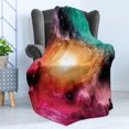 thumbnail image 4 of Zodiac Soft Flannel Fleece Throw Blanket, Colorful Astronomy Pictures of a Spiral Galaxy Stars Stardust and Cosmos, Cozy Plush for Indoor and Outdoor Use, 50" x 70", Pink Orange Green, by Ambesonne, 4 of 5