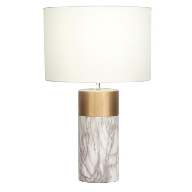 Urban Designs 7793706 24 in. White & Gold Column Ceramic Table Lamp