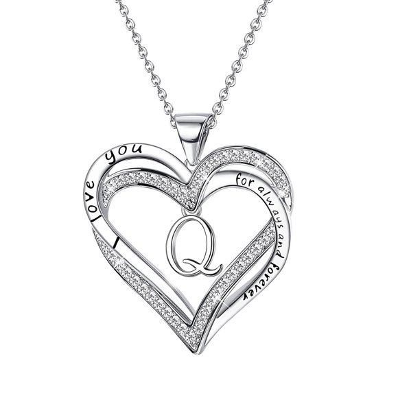 Dvkptbk Ladies Necklace Women's Heart Shaped Letter Necklace Plated Heart Shape Pendant Necklace Jewelry