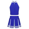 thumbnail image 2 of Aislor Girls Cheerleading Uniform Stage Suit Sleeveless Crop Top with Pleated Skirt Set Costume Blue&White 8, 2 of 7