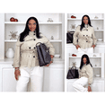 thumbnail image 5 of Womens Cropped Trench Coat Double Breasted Fall Belt Short Jacket High Collar Lightweight Outerwear, 5 of 7