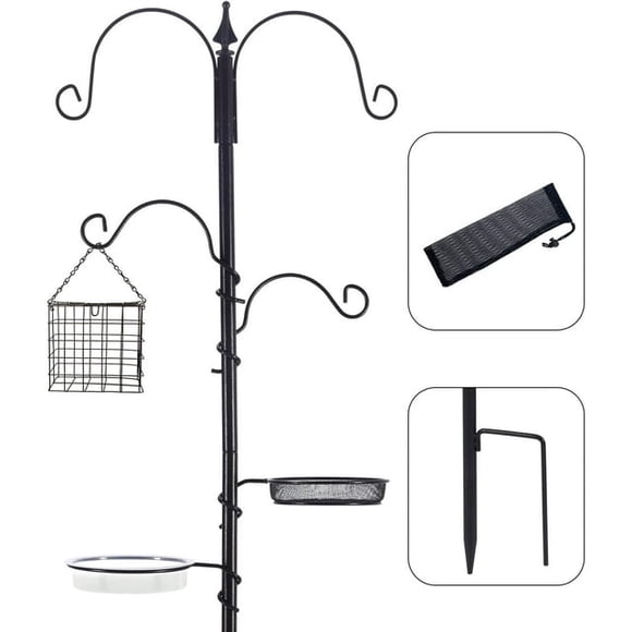 Urban Deco Bird Feeder Poles,Premium Multi Feeder Hanging Kit with Suet Cage and Bird Bath