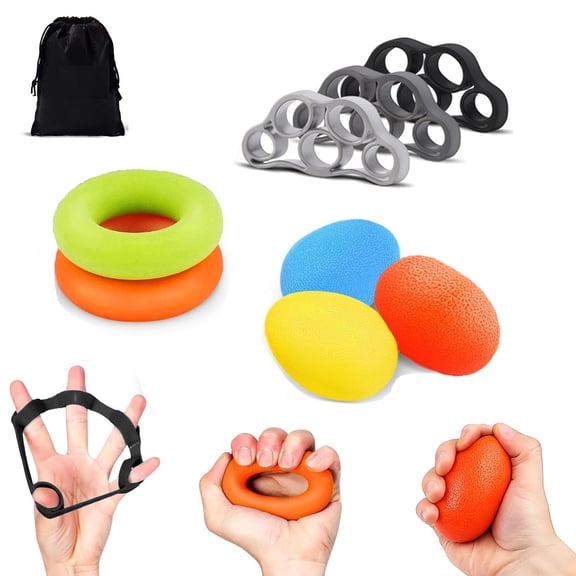 Genreen 8-Pack Grip Strength Trainer Kit, Hand & Forearm Strengthener, Finger Stretcher & Stress Balls for Arthritis Relief, Rock Climbing, Guitar, and Physical Therapy
