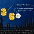 thumbnail image 2 of Gem Stone King 10K Yellow Gold Golden Yellow Zirconia Stud Earrings for Women Men (0.86 Cttw, Gemstone Birthstone, Oval 6X4MM), 2 of 5