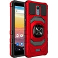 thumbnail image 4 of Ring Kickstand Phone Case for Nokia C100 w/Tempered Glass Screen Protector for Car Mount Hybrid Hard Shockproof Case - Red, 4 of 6