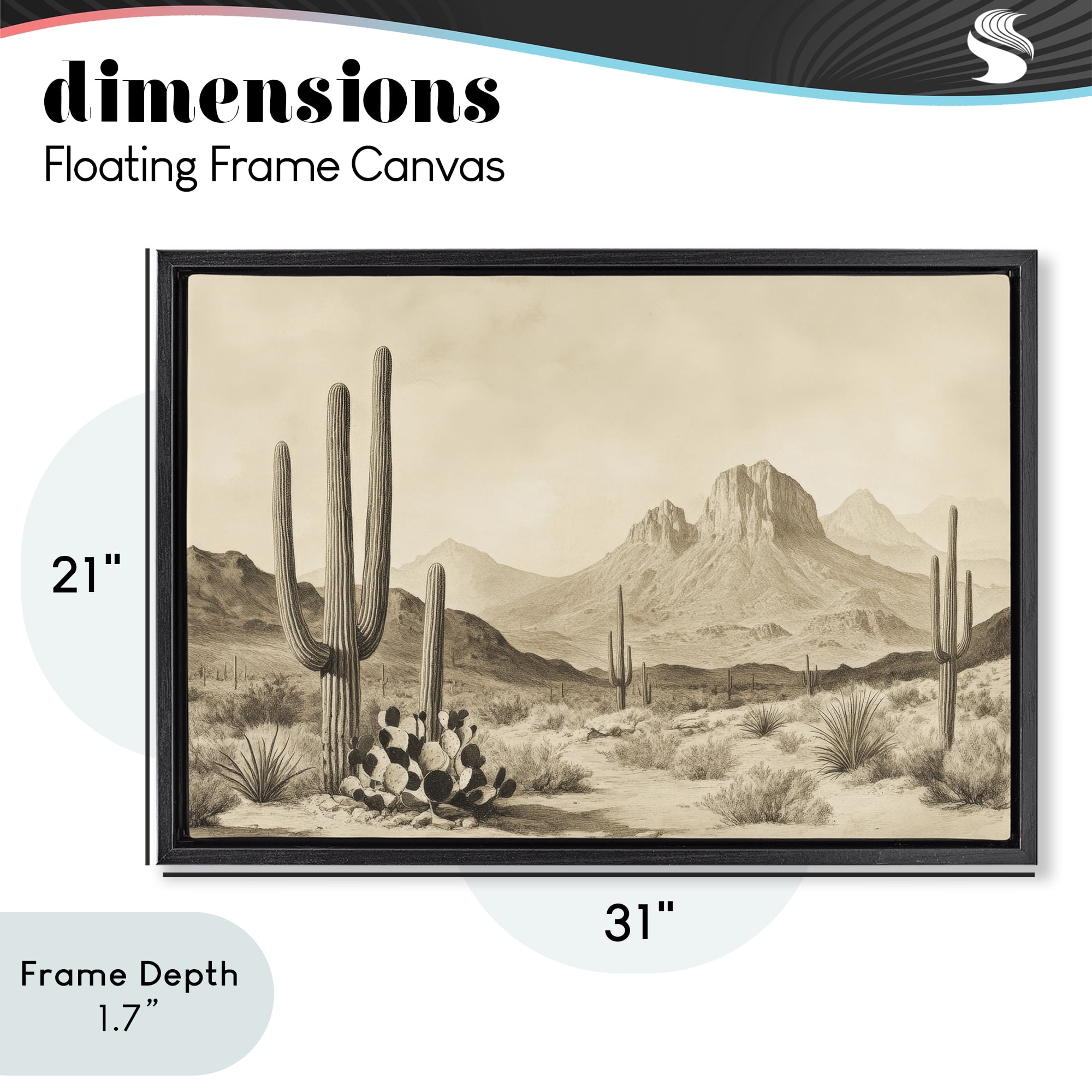 Stupell Industries Arizona Desert Vista Black Framed Floater Canvas Wall Art, design by Petal Prints Design