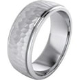 thumbnail image 6 of Heavy Solid Sterling Silver 6mm and 8mm Hammered Unisex Wedding Band Comfort Fit Ring Raised Center Polished Sides, 6 of 8
