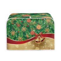 Renewold 2 Slice Christmas Bell Toaster Covers for Kitchen Christmas Gift Easy to Clean Appliances Protector Cover Scratchproof Wide Slot Microwave Toaster Oven Cover