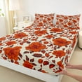 thumbnail image 3 of Feelyou Wheat Red Flower Twin Sheet Sets for Adult, Retro French Floral Twin Fitted Sheet, Countryside Theme Flat Sheet, Lightweight Room Decor, 3-Piece, 3 of 7