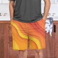 thumbnail image 7 of Men's Pajama Bottoms Athletic Shorts For Men Casual Cotton Orange and Yellow Wavy Shapes, 7 of 7
