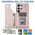 thumbnail image 5 of Allytechgroup PU Leather Case for Samsung Galaxy S25 Ultra, Built-in Shoulder Strap Credit Card Slot Wallet Phone Case Shockproof Full Body Protective for Samsung Galaxy S25 Ultra, Pink, 5 of 8