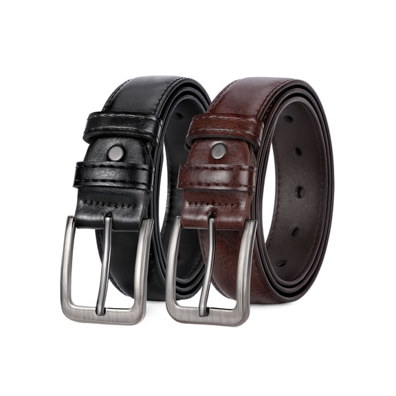 SENDEFN Mens Belt 2 Pack - Men Leather Belt Design for Work Business and Casual Golf Jeans-Everyday Wear,Gifts for Men