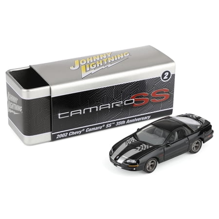 Auto World 1/64 2002 Chevy Camaro SS 35th Anniversary, Onyx Black, Johnny Lightning Collector Tin Series, JLCT020-A2