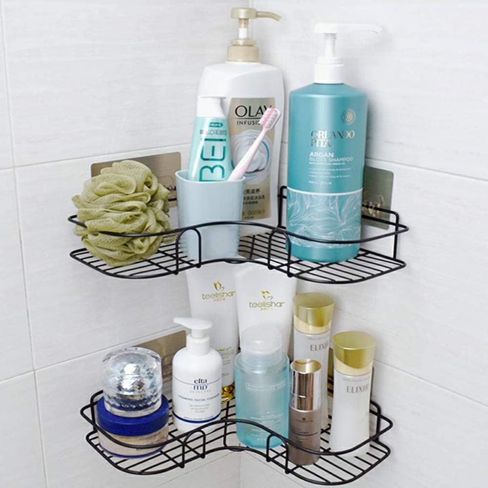 Adhesive Shower Corner Shelf, Metal Shower Caddy Corner Bathroom Shelf