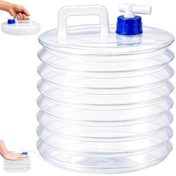 Collapsible Water Container with Spigot, Foldable Jug with Handle and Leakproof Spout, Portable Water Carrier for Outdoor Camping and Travel