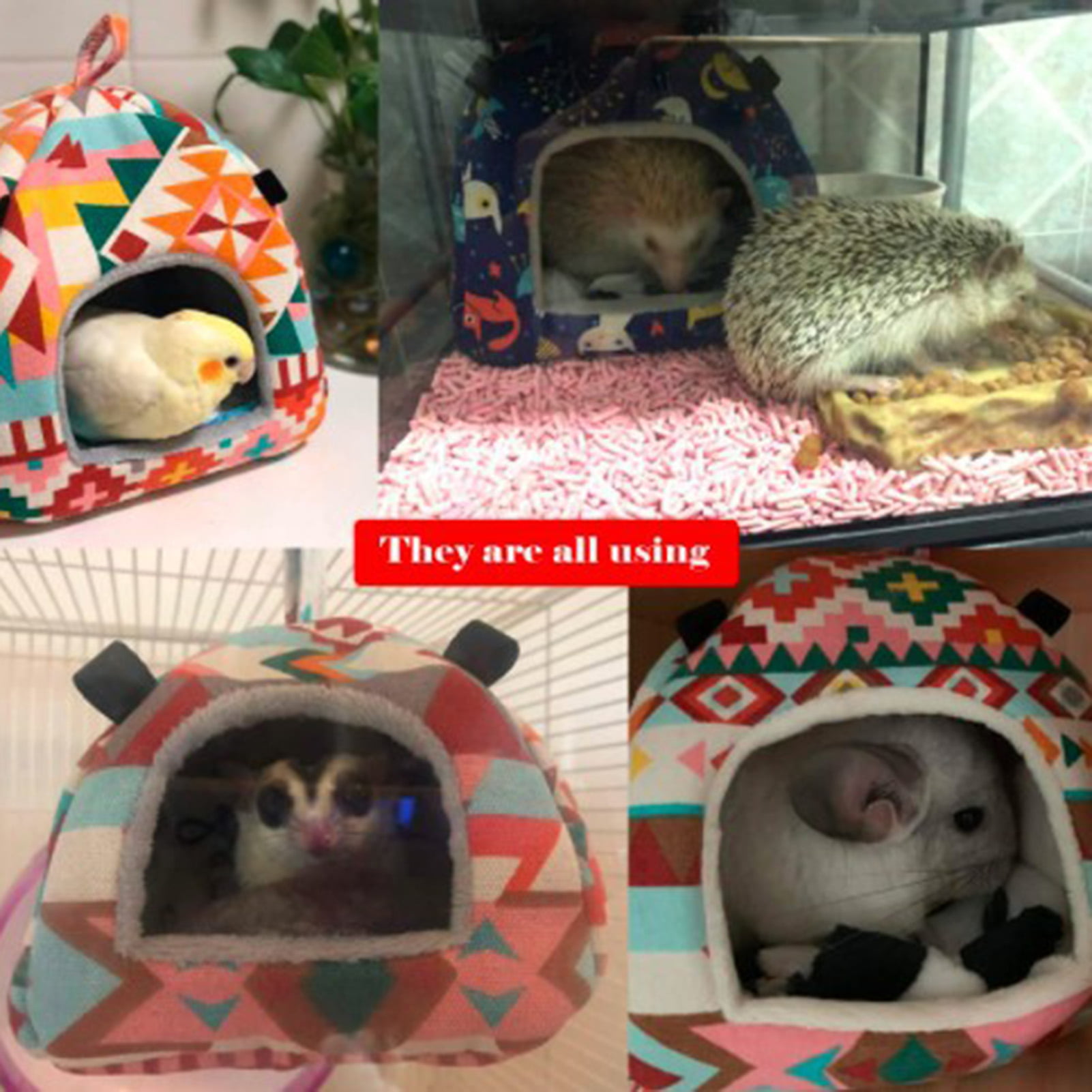 CAISHOW Guinea Pig Hamster Bird Squirrel Ferret Suger Glider Hedgehog Chinchillas Bed Hammock Winter Warm Small Pet Animal Hanging Home House Cotton Cage Nest Tent 