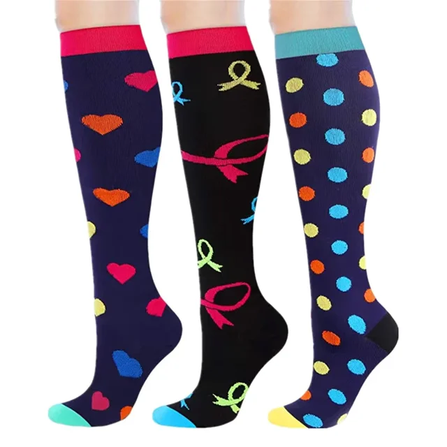 3 Paires Nouvelles Chaussettes de Compression Hommes Femmes Bas Genou 20-30mmHg Œdème Diabète Varices Chaussettes de Compression Infirmière Course