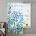 thumbnail image 4 of Blue Floral Sheer Curtains 84 Inches Long, Summer Botanical Flowers Plaid Hydrangeas Light Filering Curtains, Breathable Simi Curtain Privacy Drapes for Living Room Bedroom Window Treatment, 4 of 9