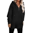 thumbnail image 2 of BOOMNY Womens Long Sleeve Hoodies Solid Pullover Hoodie for Women Trendy Half Zip Fall Winter Hooded Sweatshirts, 2 of 9