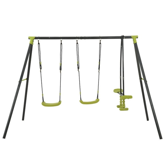 iYofe Swing Set for Backyard Outside, Kids Toddler Metal Swing Sets with Glider, Monkey Bar Swing, Play Set Swings, Outdoor Playground Playset for Ages 3-8