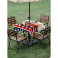 thumbnail image 4 of Outdoor Tablecloth with Umbrella Hole for Patio/Picnic/Party/Camping, Vintage Truck 4th of July Waterproof Table Cloth Square Cover Washable, Blue Star Red Striped (54"x 54"), 4 of 9