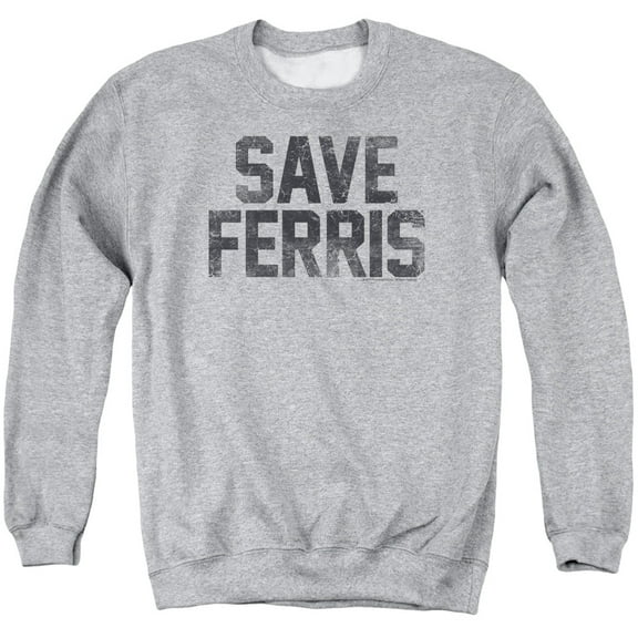 Ferris Bueller Save Ferris Adult Crewneck Sweatshirt Athletic Heather