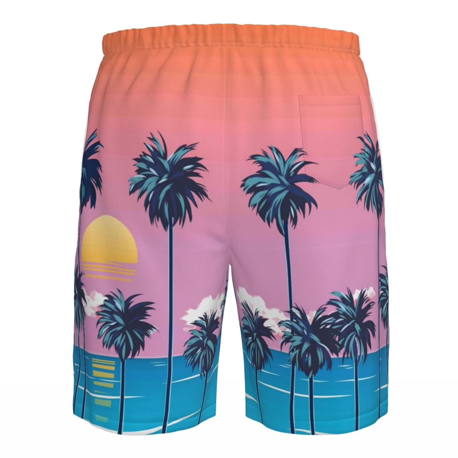 thumbnail image 6 of Kll Beach With Palm Trees Men'S Casual Summer Beach Shorts Hawaiian Shorts With Pockets-X-Large, 6 of 9