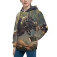 thumbnail image 2 of Salouo Jungle Dinosaur Pattern Hoodie Sweatshirt for Youth, Fall Pullover Hoodie Sweatshirt Long-Sleeve Pullover Hooded Sweatshirt-Large, 2 of 6