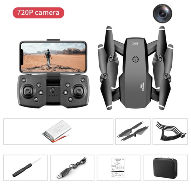 Drone plegable Control remoto Quadcopter Avión Avión de juguete Regalo para niños con estuche de almacenamiento, Cámara única 720P, Negro Guardurnaity EL001061-06B