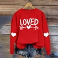 thumbnail image 2 of RKSTN Chandail pour Femmes 2024 Saint-Valentin Cœur d'Amour Imprimé Chandail Uni Col Rond Manches Longues Coupe Ample Blouse Hauts, 2 of 6